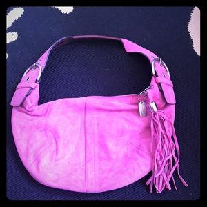 Pink Suede Coach Hobo - Small